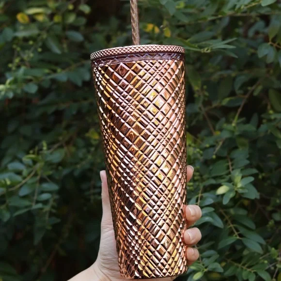 Starbucks 2023 Holiday Metallic Mirror Rose Gold Jeweled Venti Tumbler - Picture 3 of 4